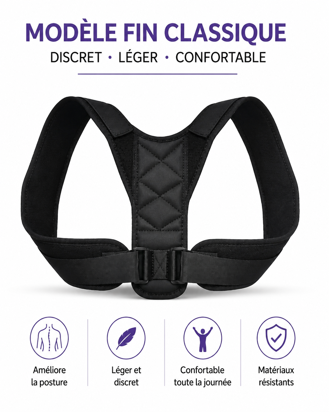 Ceinture Correctrice de Posture – Soutien Dos & Épaules Ajustable