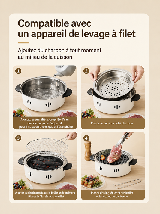 Barbecue portable en cours d’utilisation en extérieur