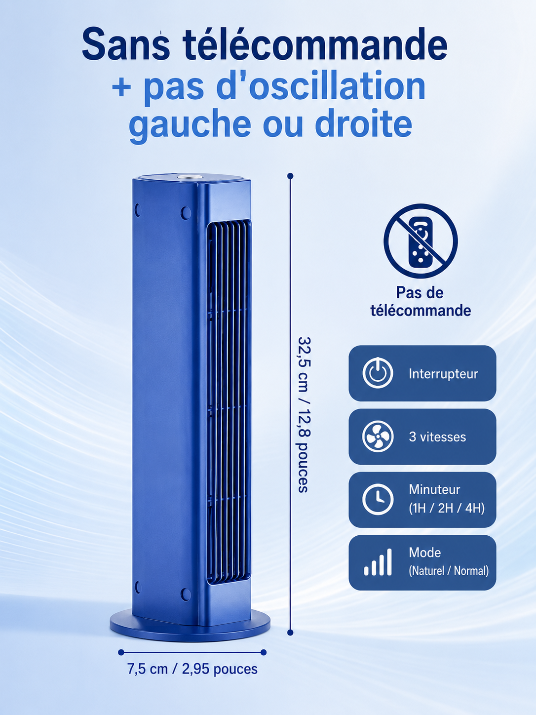 Ventilateur sans lames – recharge USB-C intégrée