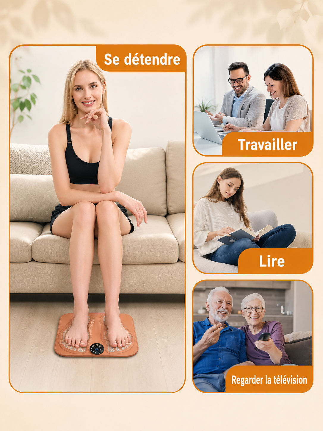 Tapis Masseur de Pieds 3D – Stimulation EMS, 6 Modes, Rechargeable