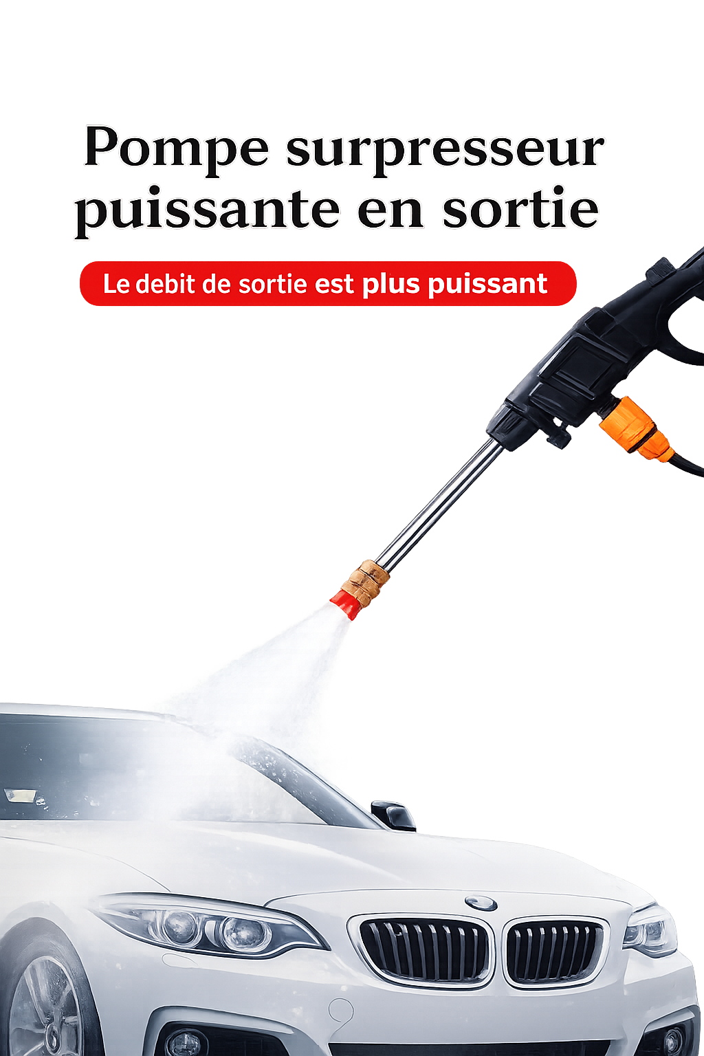 	Détail du pistolet et lance du nettoyeur sans fil
