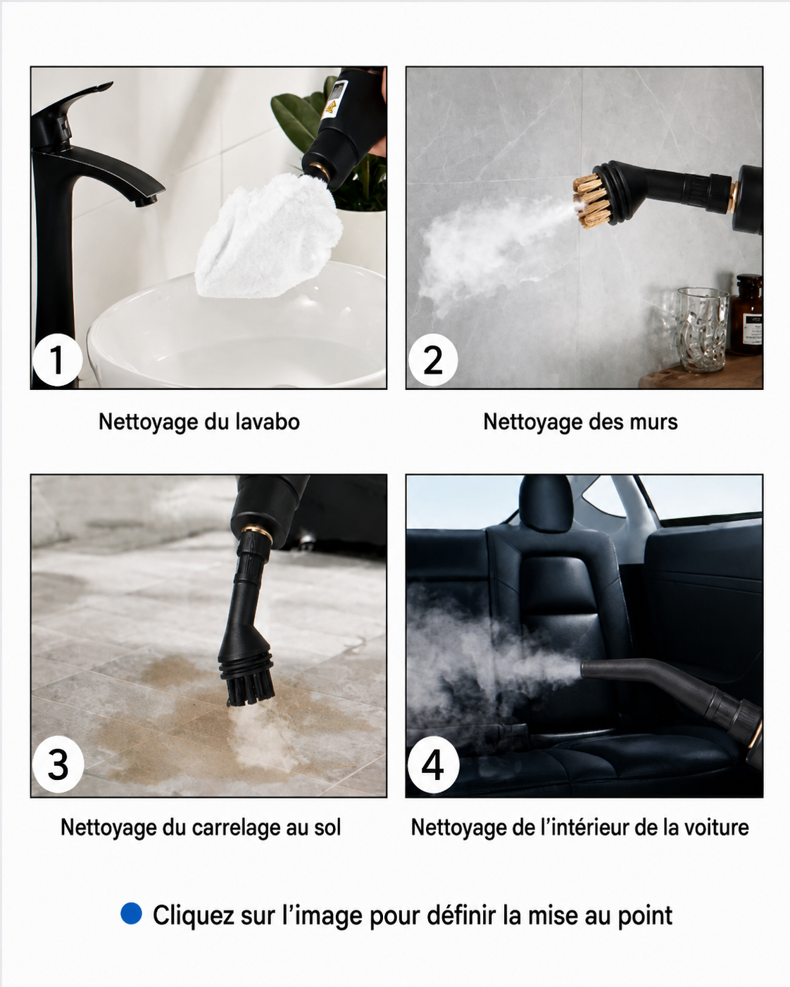 Nettoyeur Vapeur Portable Haute Température – Climatiseur, Cuisine, Voiture, Sol et Plus – 220V