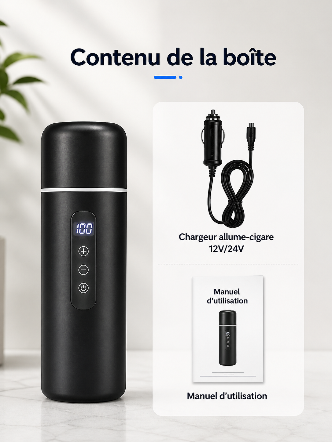Chauffe-Eau Portable 12V/24V – Idéal Voiture, Camion & Voyage