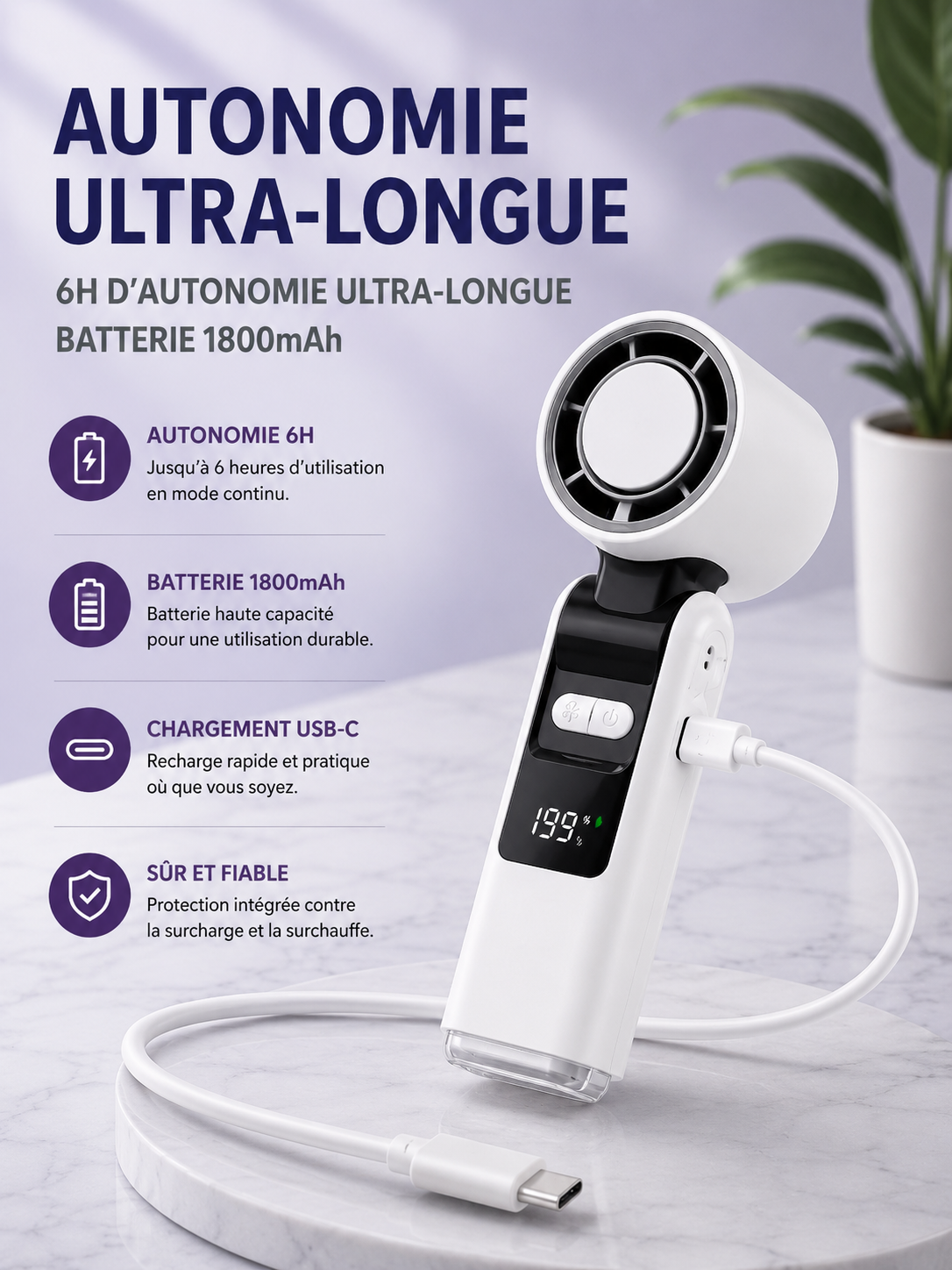 Détail du design aérodynamique du ventilateur turbo