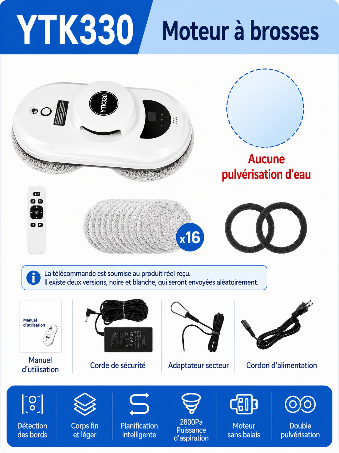 Robot Nettoyeur de Vitres Automatique DIVEDEER – Télécommande, Anti-Chute, Grandes Surfaces