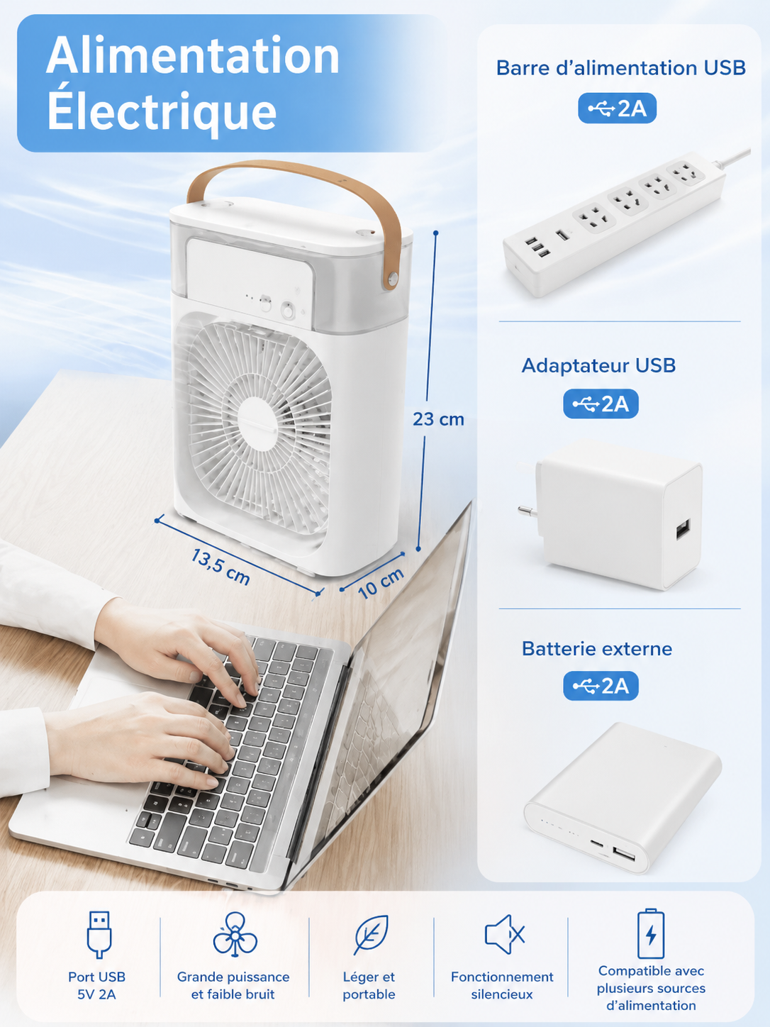 	Mini ventilateur utilisé en mode bureau