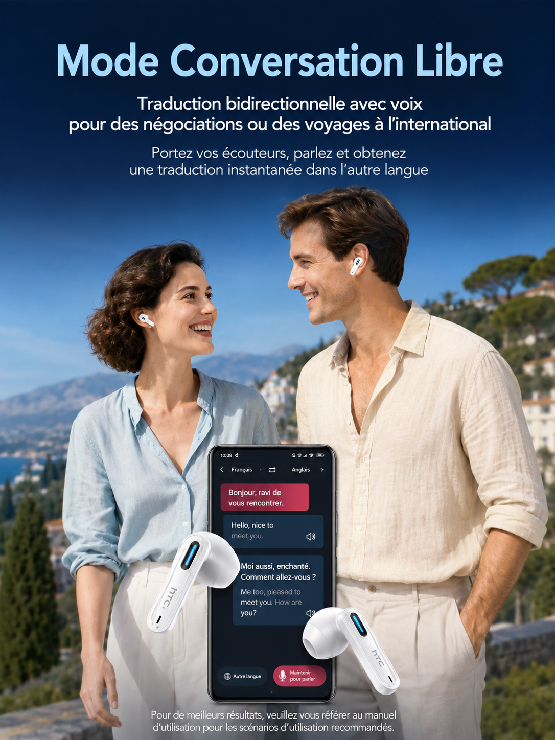 	Écouteurs TWS HTC NE49 – réduction de bruit active