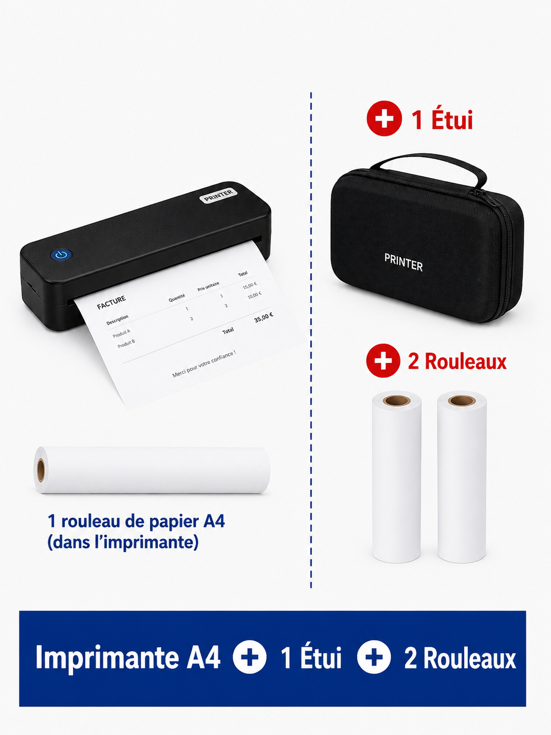 Imprimante Thermique Portable A4 – Bluetooth & USB | INSTOFC GZMA412