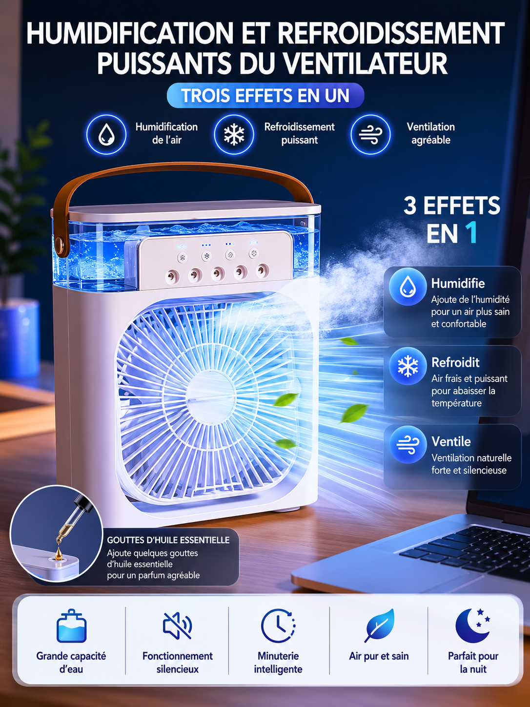 7	Mini ventilateur 3-en-1 – idéal voyage et extérieur