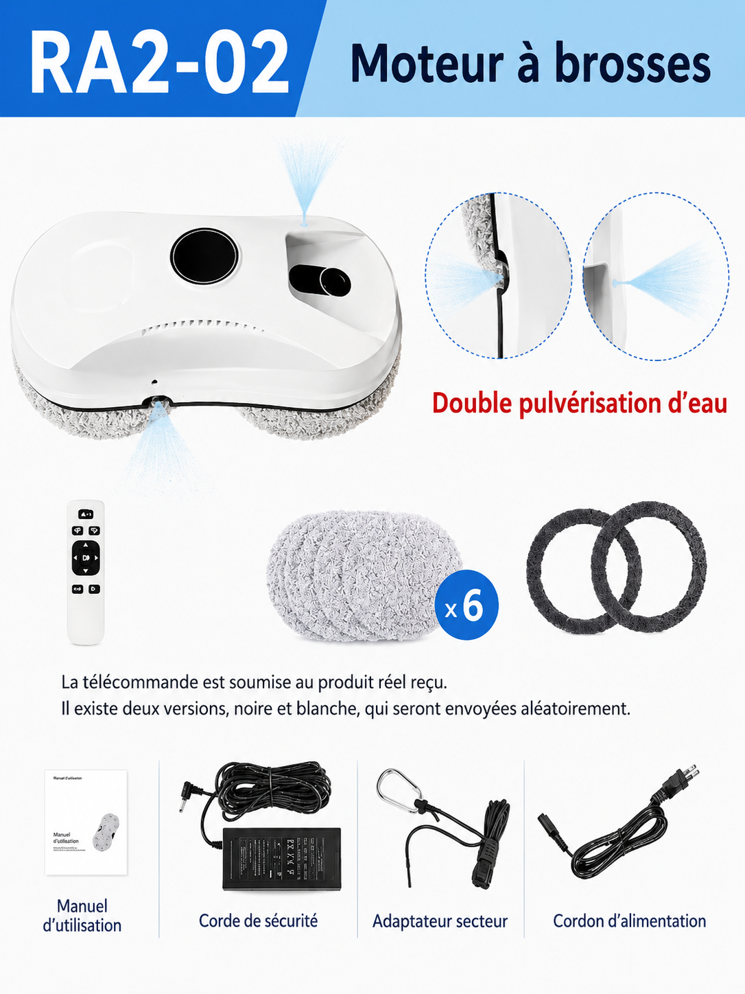 Robot Nettoyeur de Vitres Automatique DIVEDEER – Télécommande, Anti-Chute, Grandes Surfaces