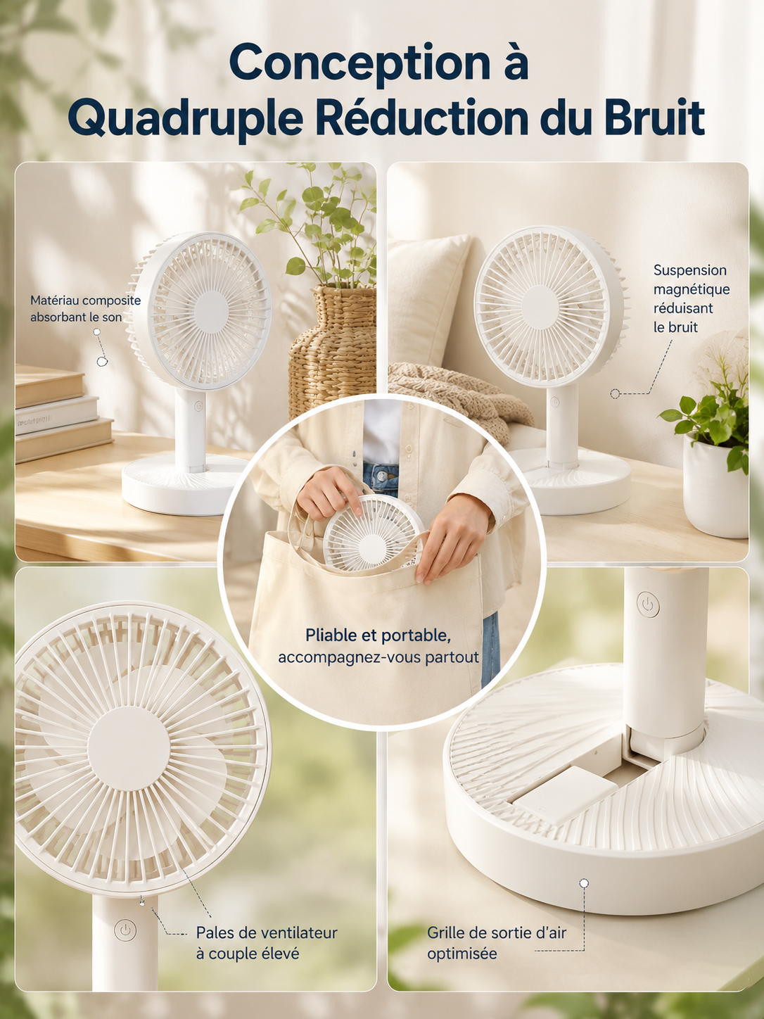 Ventilateur USB plié – compact pour transport