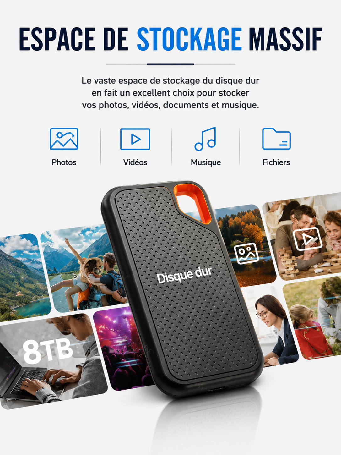 Disque Dur Externe Portable SSD USB-C – Stockage Rapide pour PC, Mac, Laptop et Smartphone