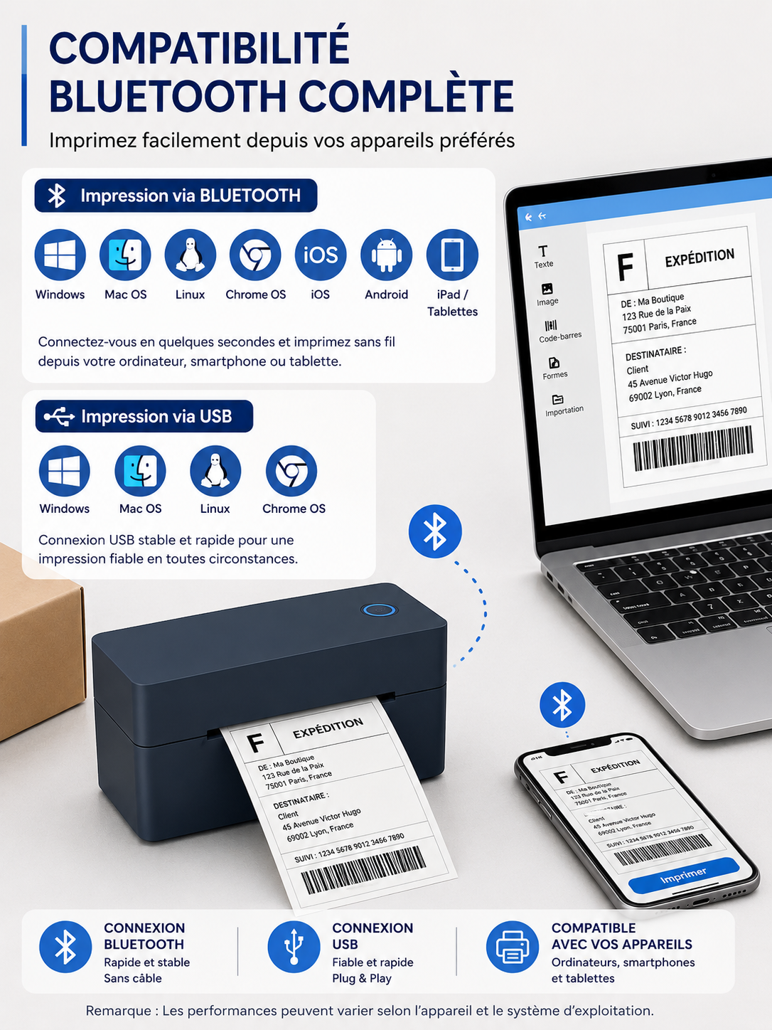 	Contenu de la boîte – imprimante Xprinter 9260