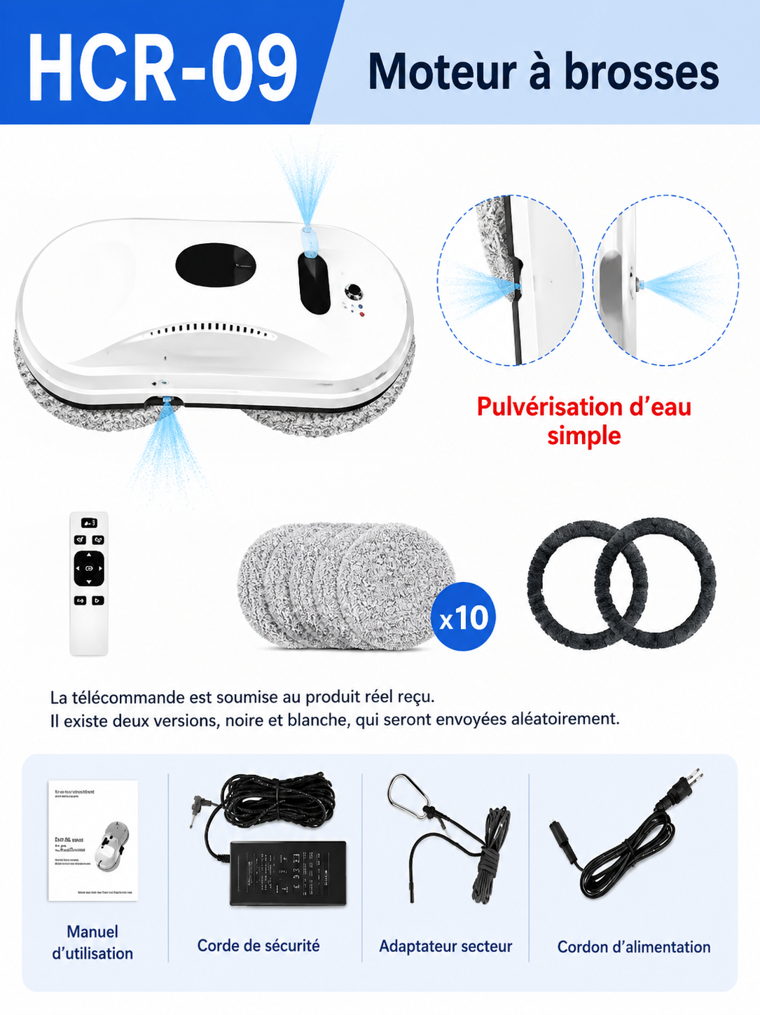 Robot Nettoyeur de Vitres Automatique DIVEDEER – Télécommande, Anti-Chute, Grandes Surfaces