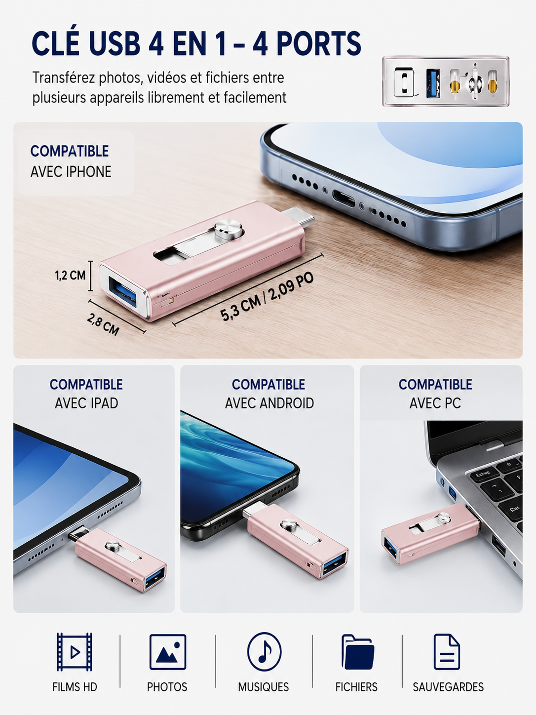 	Clé USB 3.0 Techlynx – transfert de données haute vitesse