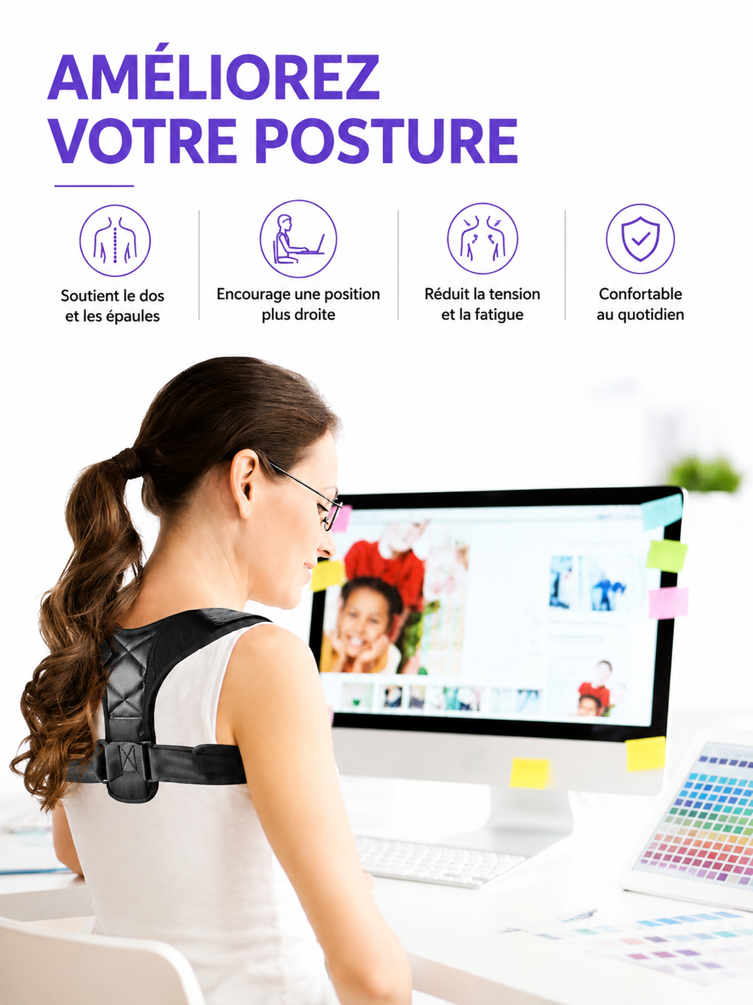 Ceinture Correctrice de Posture – Soutien Dos & Épaules Ajustable