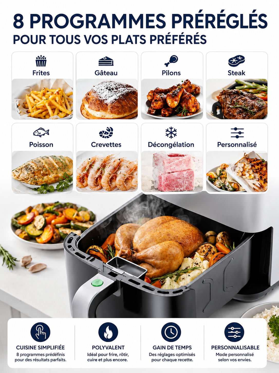 Contenu de la boîte – friteuse à air chaud ROUNY 5L
