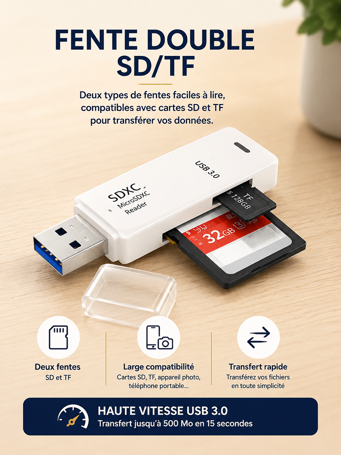 	Détail des ports USB-A et USB-C du hub multi-ports