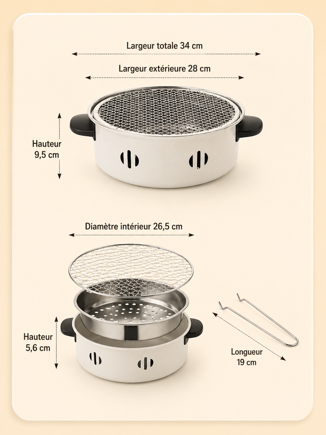 	Barbecue au charbon – pieds souples et transport facile