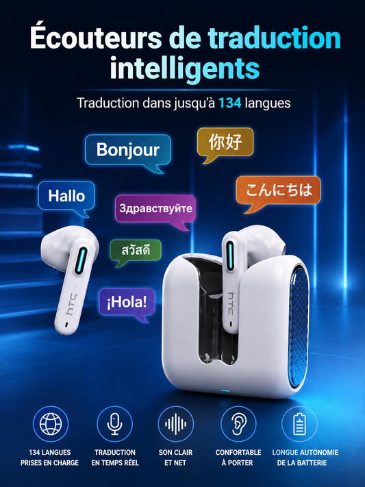 	Écouteurs TWS Bluetooth 5.3 HTC NE49 – vue de face