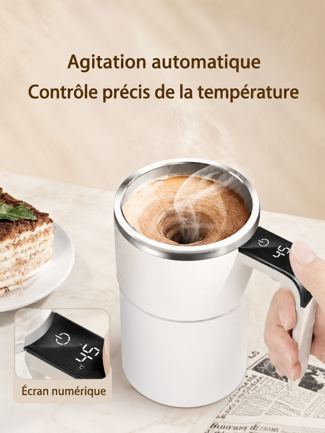 Mug auto-mélangeur intelligent 380ml – vue de face