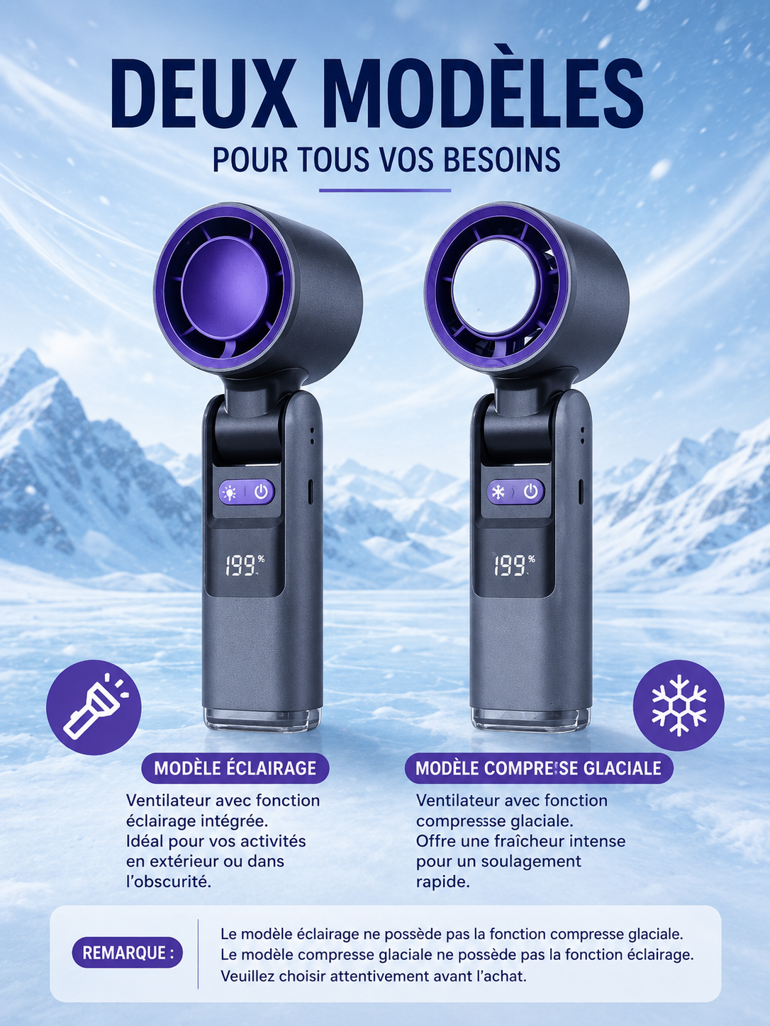 	Contenu de la boîte – mini ventilateur turbo portable