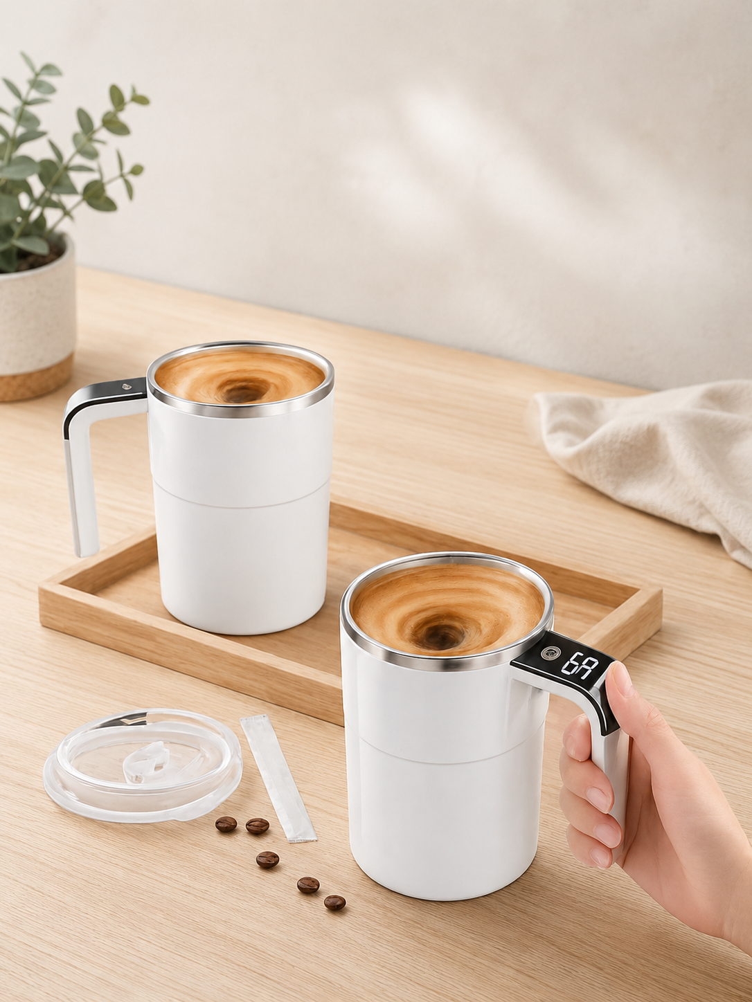 Mug Auto-Mélangeur Intelligent 380ml — Affichage Température & Charge USB-C
