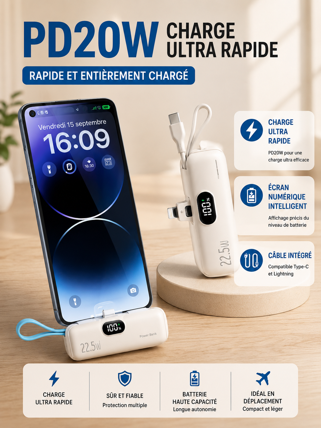 Batterie externe Techlynx – compatible iOS et Android