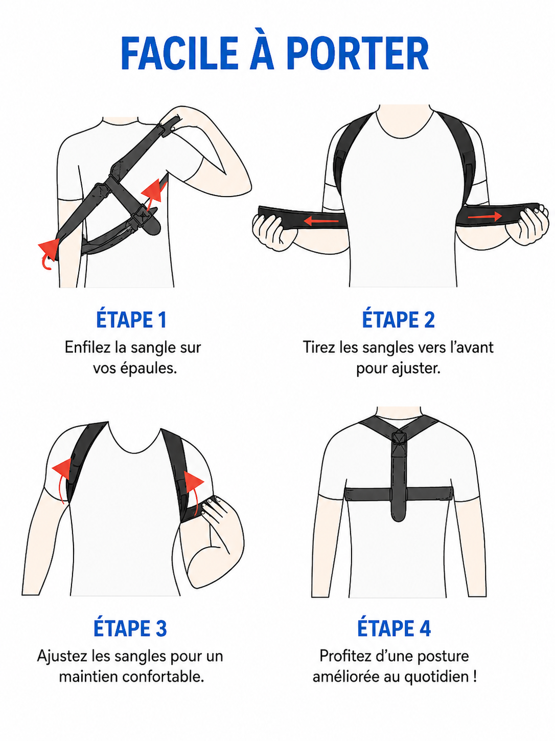 Ceinture Correctrice de Posture – Soutien Dos & Épaules Ajustable