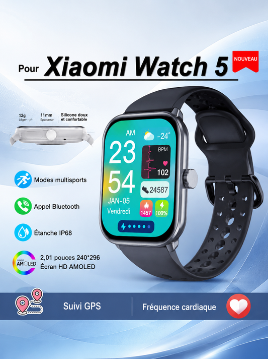 Bracelet connecté Xiaomi Watch 5 – vue de face