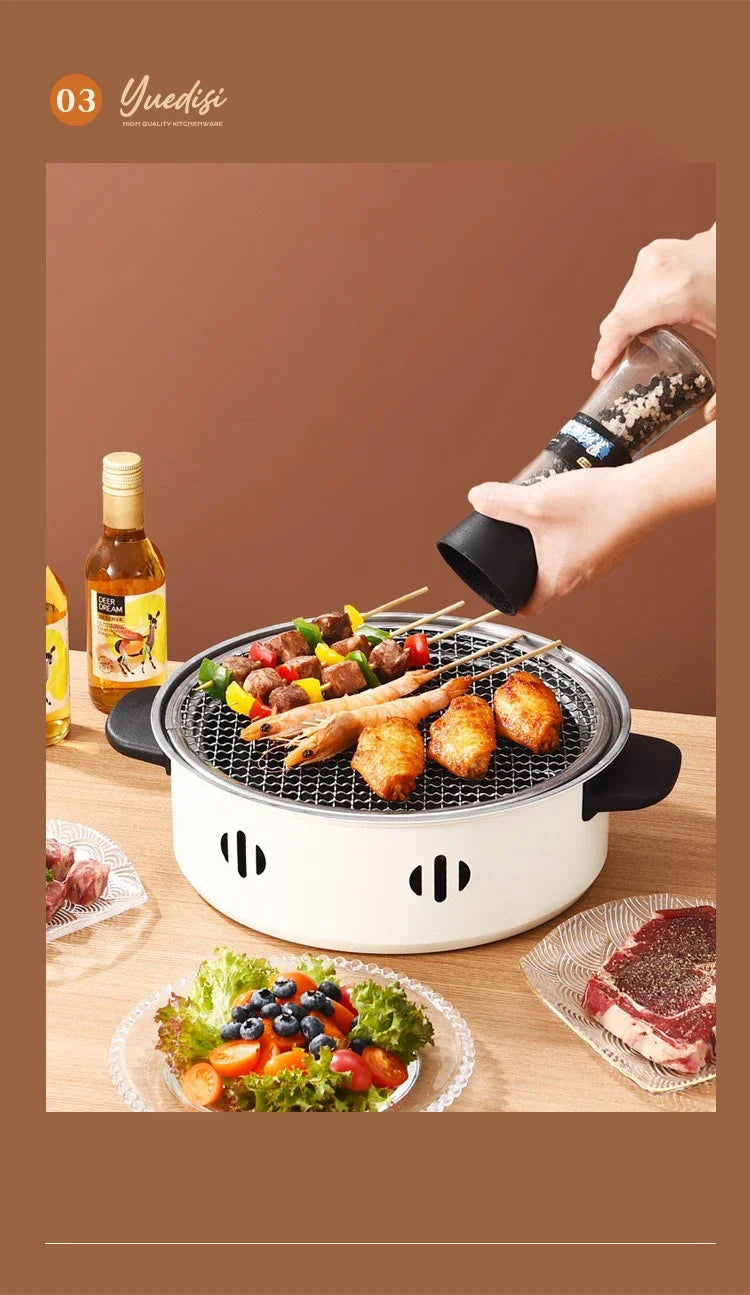 Barbecue Portable au Charbon 28cm – Grill Tabletop Compact pour Jardin & Camping