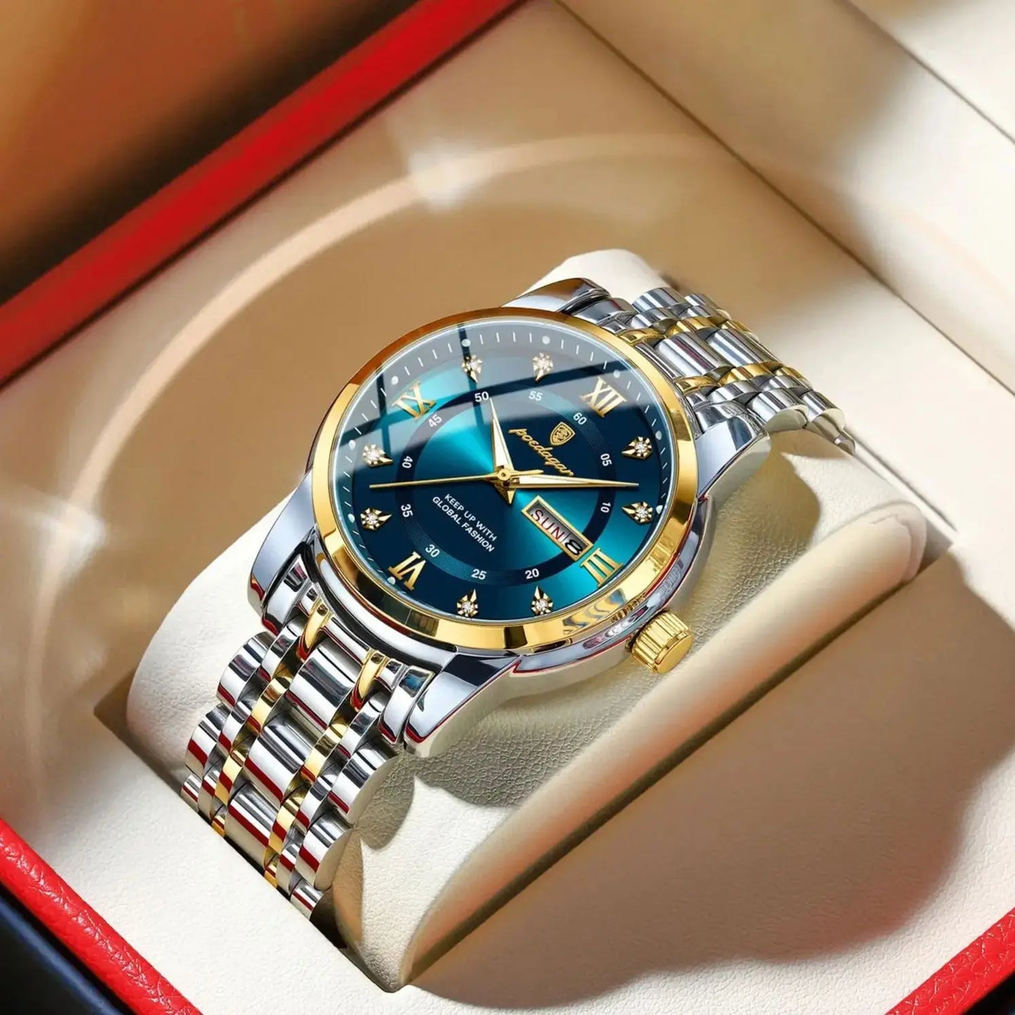 Montre Quartz Homme POEDAGAR – Chiffres Romains, Lumineuse, Étanche 3 Bar, 7 Coloris