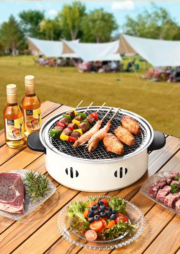 Détail du tiroir à cendres du barbecue portable