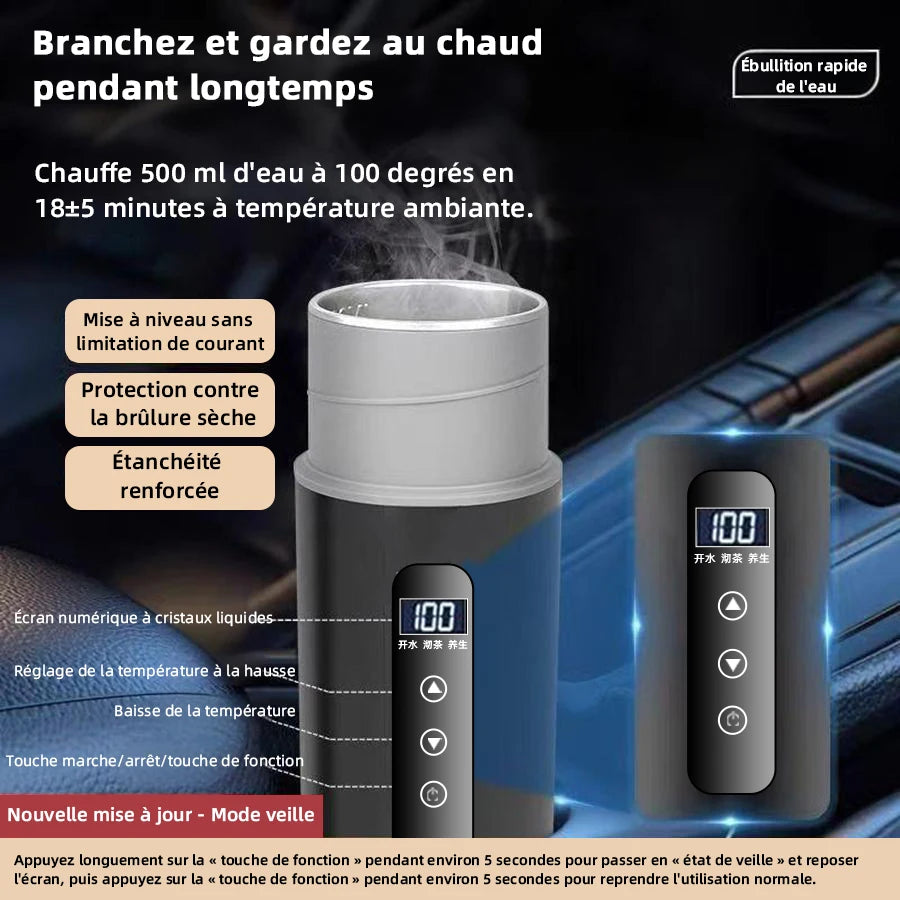 Détail du câble et connecteur 12V du chauffe-eau portable