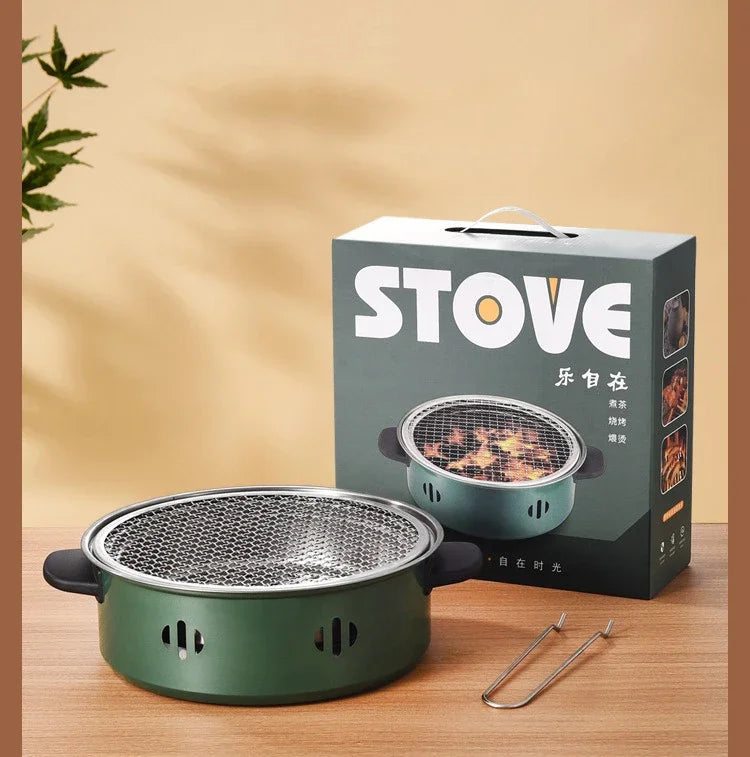 Barbecue Portable au Charbon 28cm – Grill Tabletop Compact pour Jardin & Camping