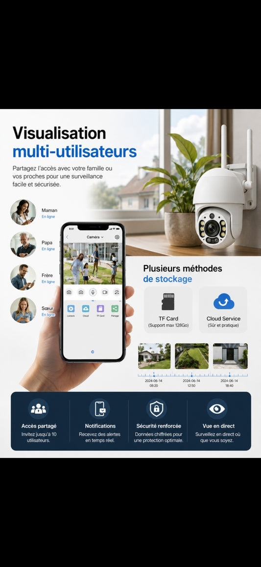 	Caméra de surveillance WiFi PTZ – vue de face