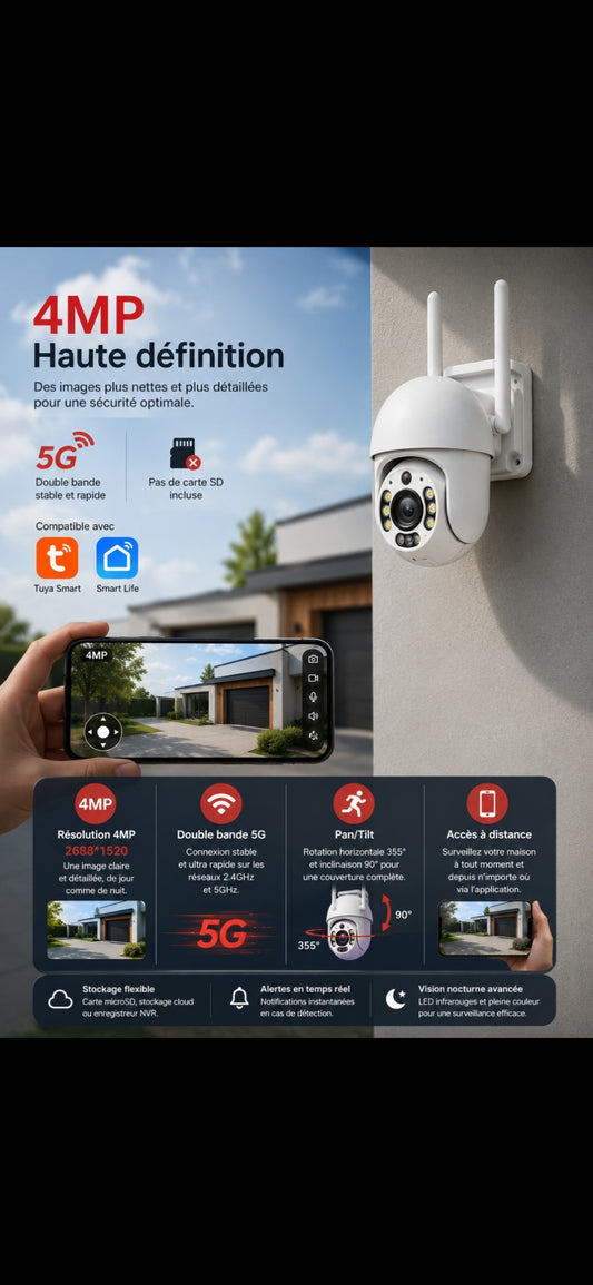 	Caméra PTZ 3MP/4MP – panoramique à rotation de 360°