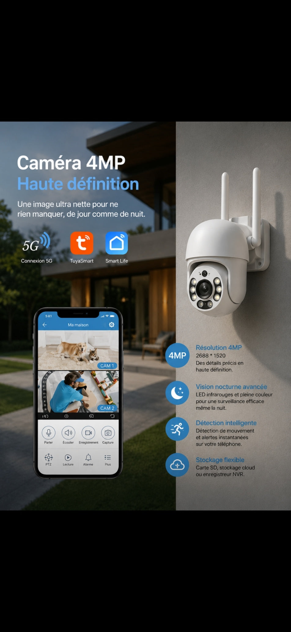 	Application mobile de contrôle de la caméra PTZ