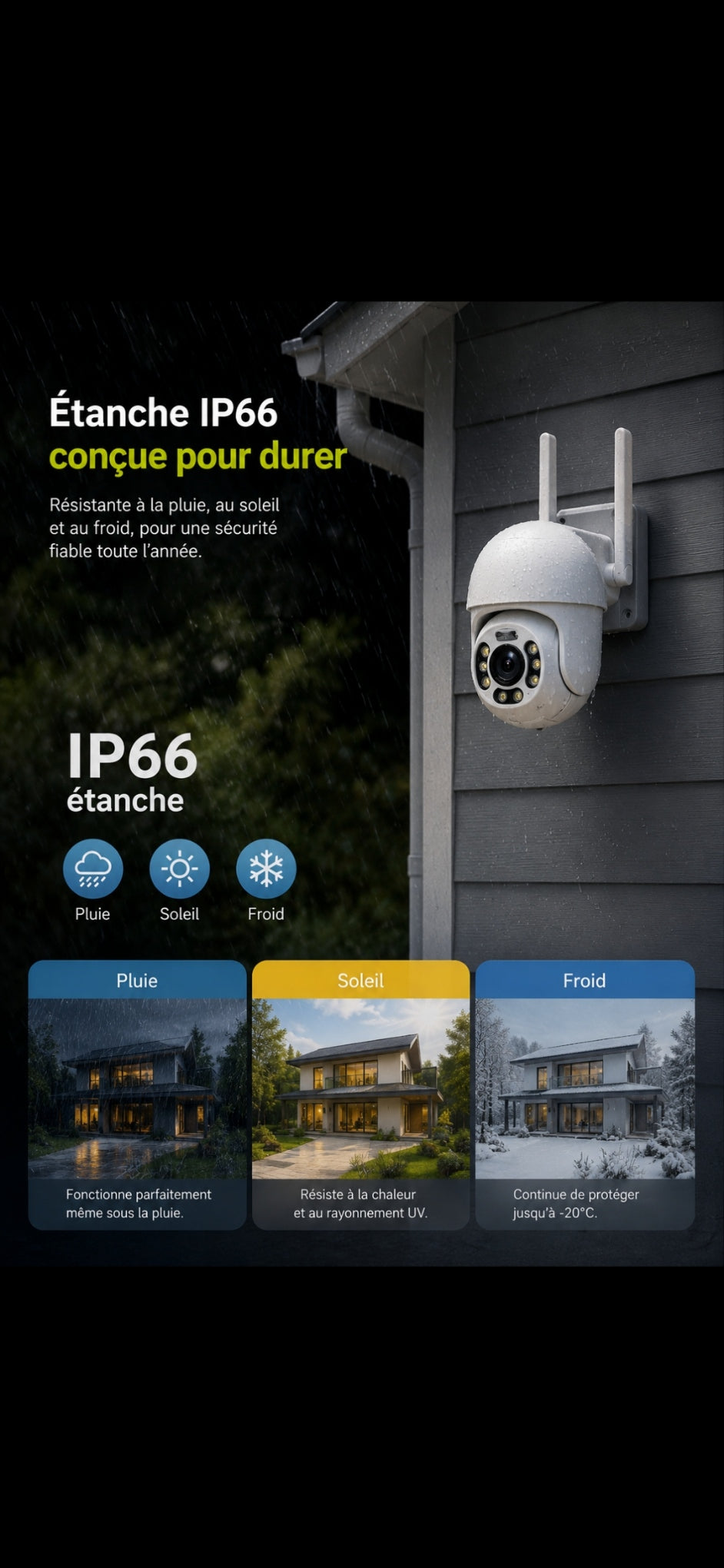 	Caméra PTZ Techlynx – installation intérieure et extérieure