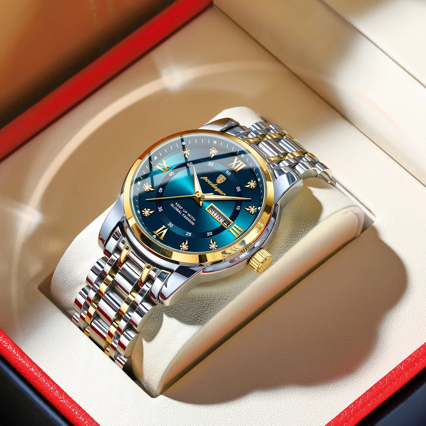 Montre Quartz Homme POEDAGAR – Chiffres Romains, Lumineuse, Étanche 3 Bar, 7 Coloris