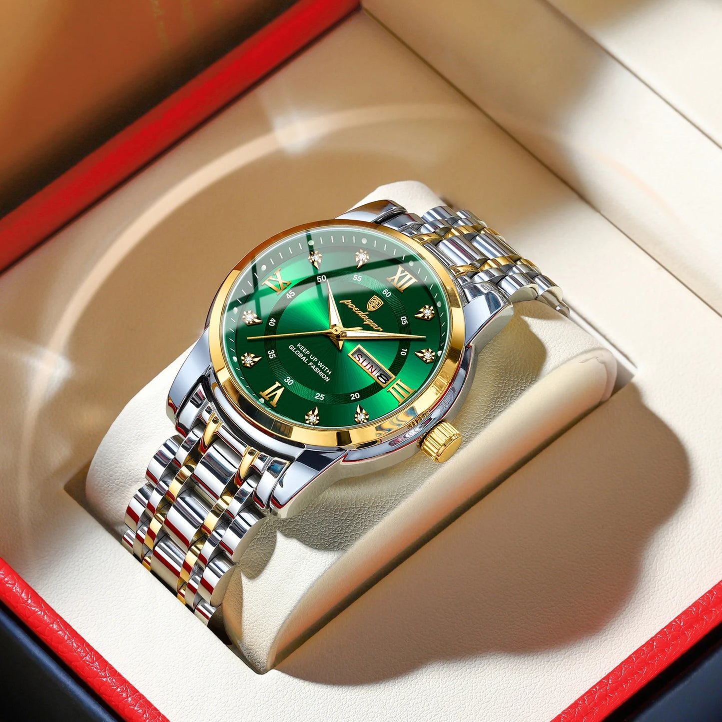 Montre Quartz Homme POEDAGAR – Chiffres Romains, Lumineuse, Étanche 3 Bar, 7 Coloris