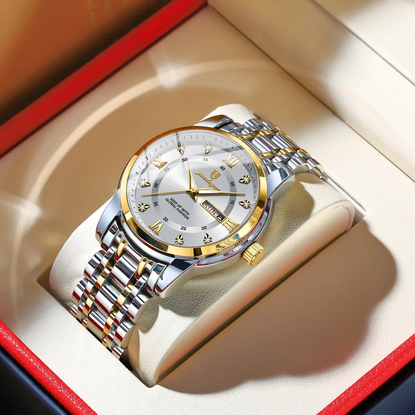 Montre Quartz Homme POEDAGAR – Chiffres Romains, Lumineuse, Étanche 3 Bar, 7 Coloris