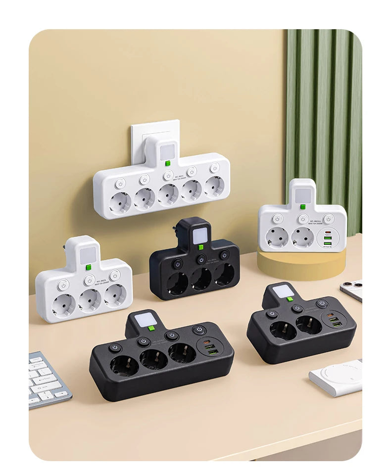Multiprise EU avec Ports USB & USB-C – 3 Prises + Chargeur Intégré