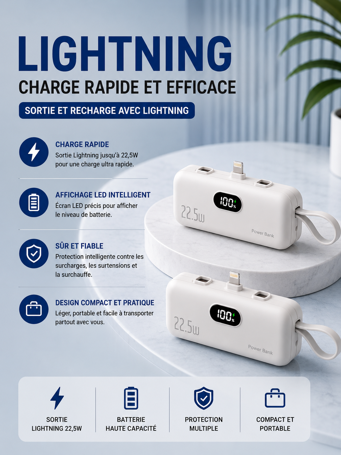Batterie Externe Ultra-Compacte – Charge Rapide 22.5W | 10000 à 50000mAh