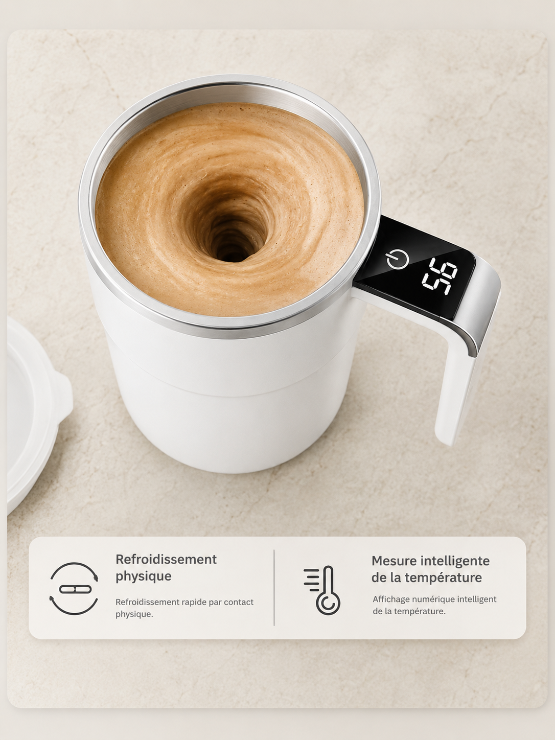 Mug Auto-Mélangeur Intelligent 380ml — Affichage Température & Charge USB-C