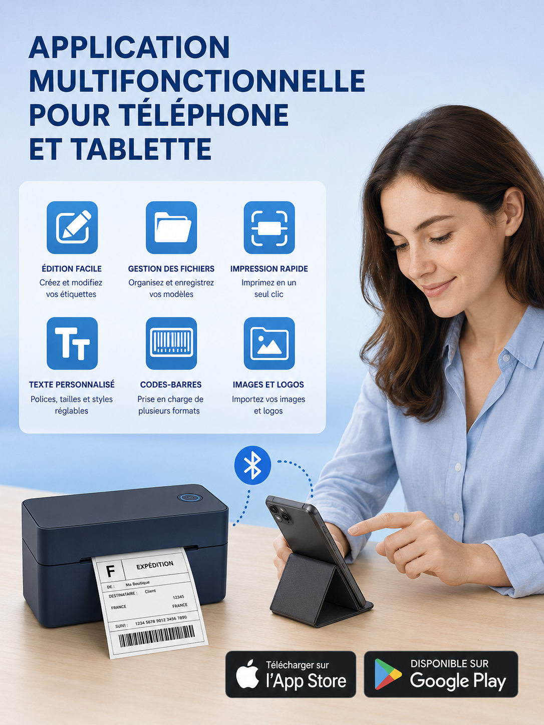 	Imprimante thermique Techlynx – compatible iOS et Android