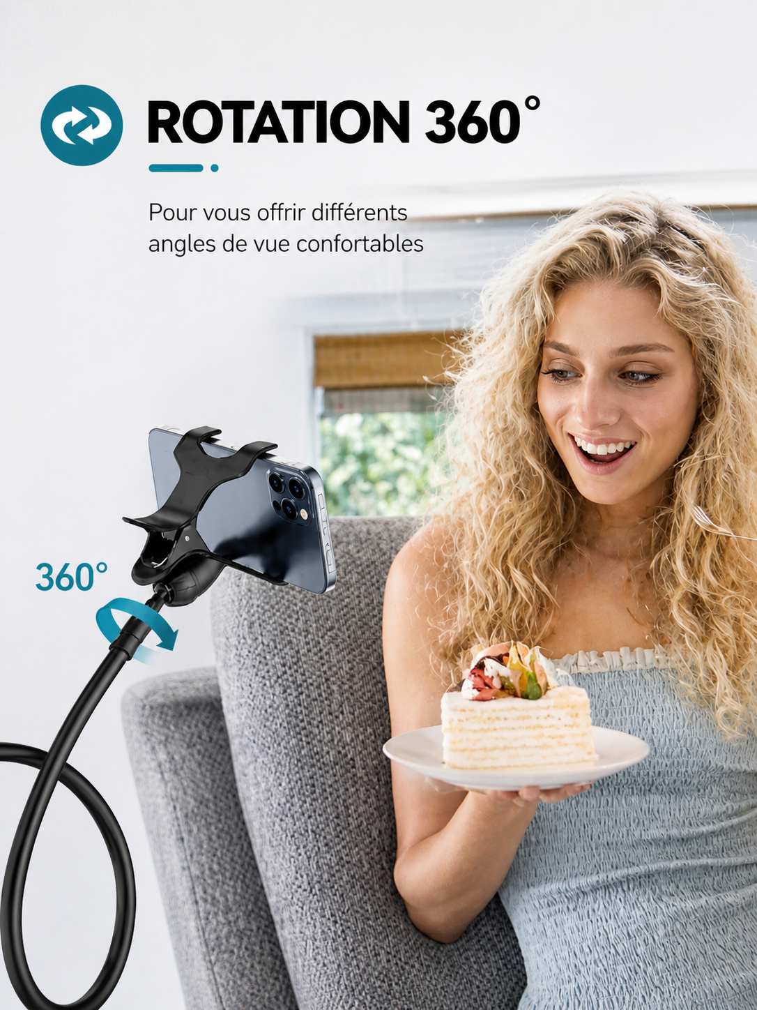 Support Téléphone Flexible 360° – Bras Ajustable Ultra Résistant