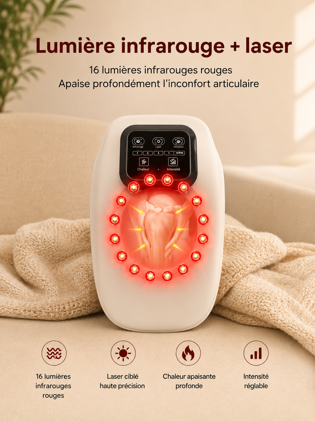 	Masseur chauffant – compression et vibration intégrées