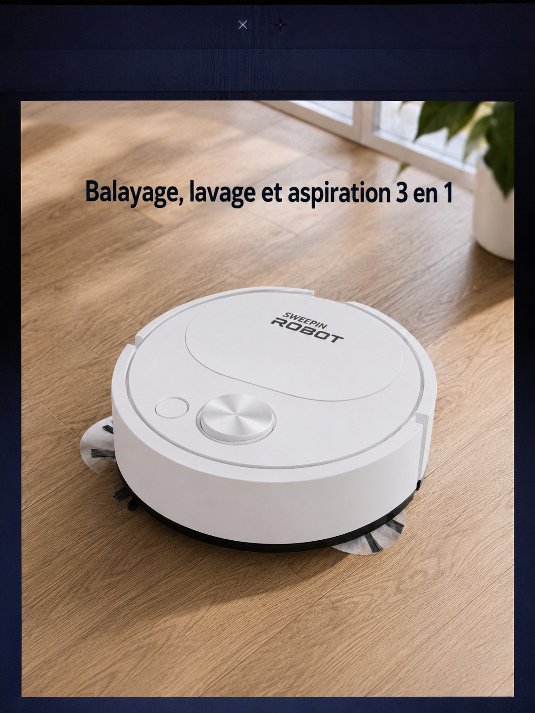 	Détail de la brosse et du réservoir d’eau du robot