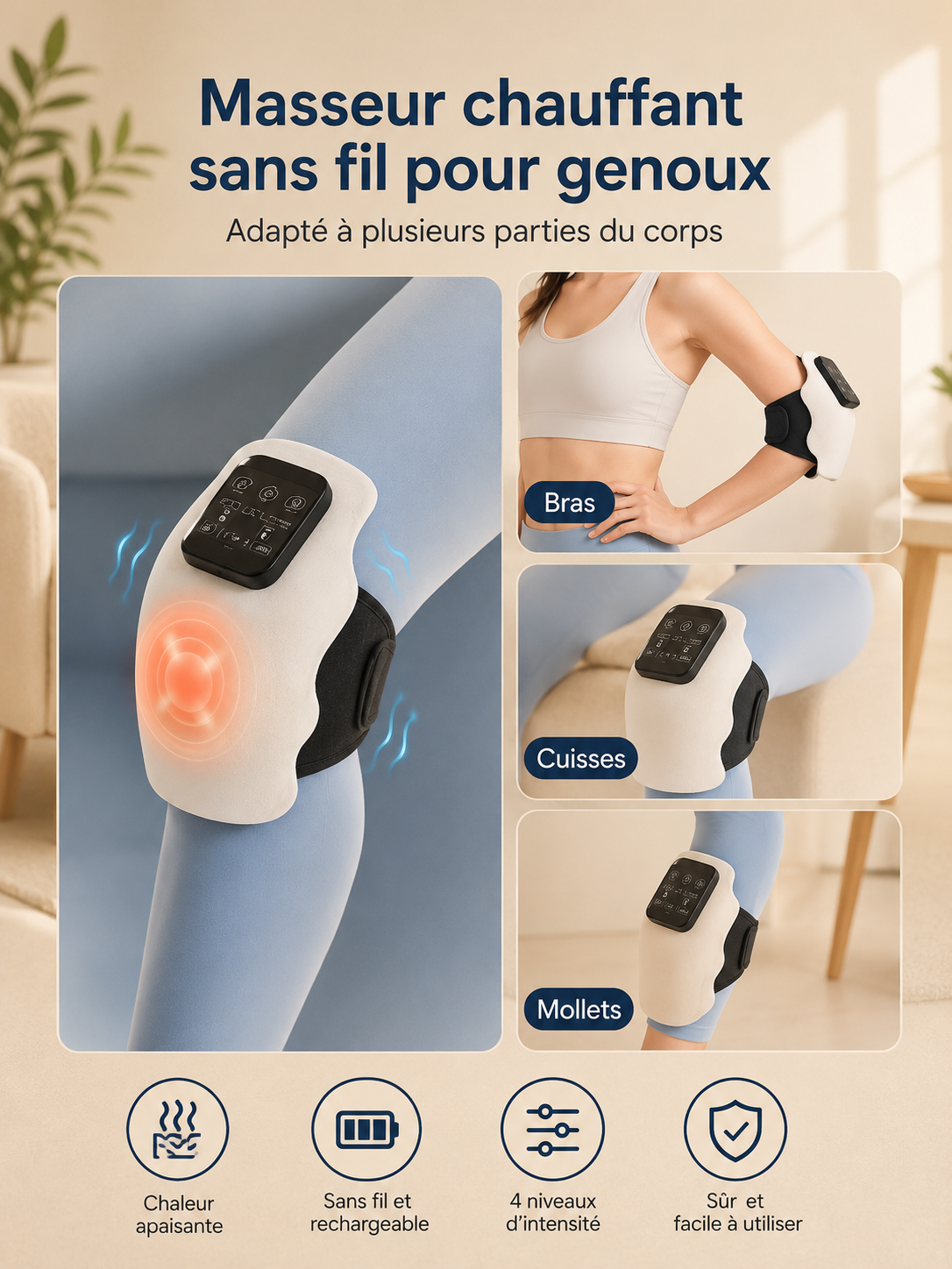 	Contenu de la boîte – masseur chauffant pour genou